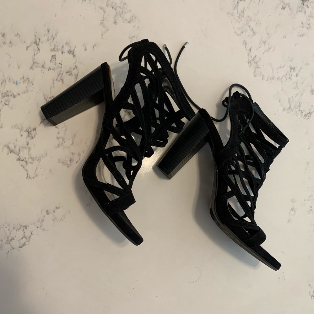 Strappy Black Jennifer Lopez Block Heels